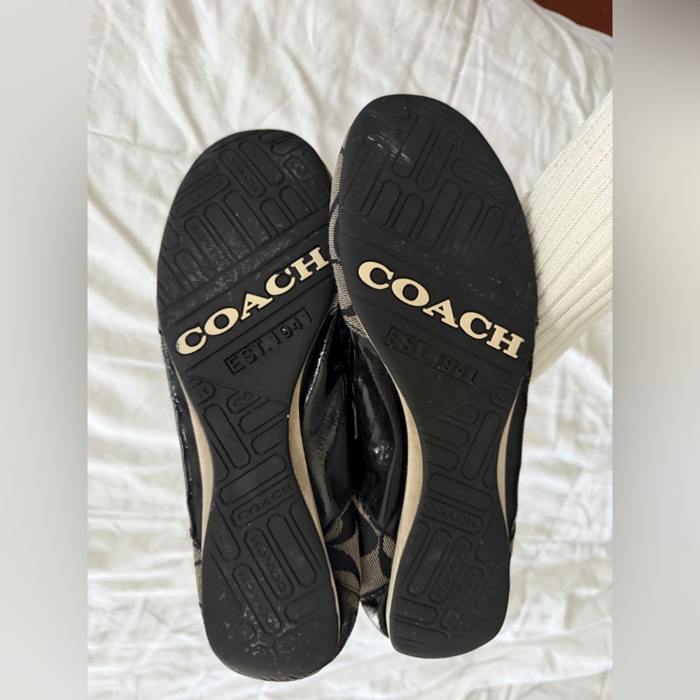 Coach Black and Beige Patterned Flats